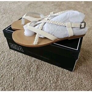 MIA Vaeda Womens Bone Sandal Braided Strappy Size 10 US Off-white NEW $49